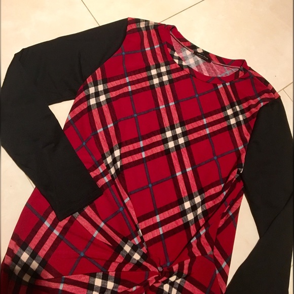 LAST 1 Gorgeous Plaid hi lo twist Tunic w/contrast - Picture 4 of 5