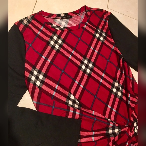 LAST 1 Gorgeous Plaid hi lo twist Tunic w/contrast - Picture 5 of 5