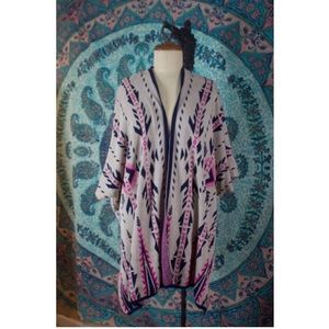 Aztec Print Sweater Poncho