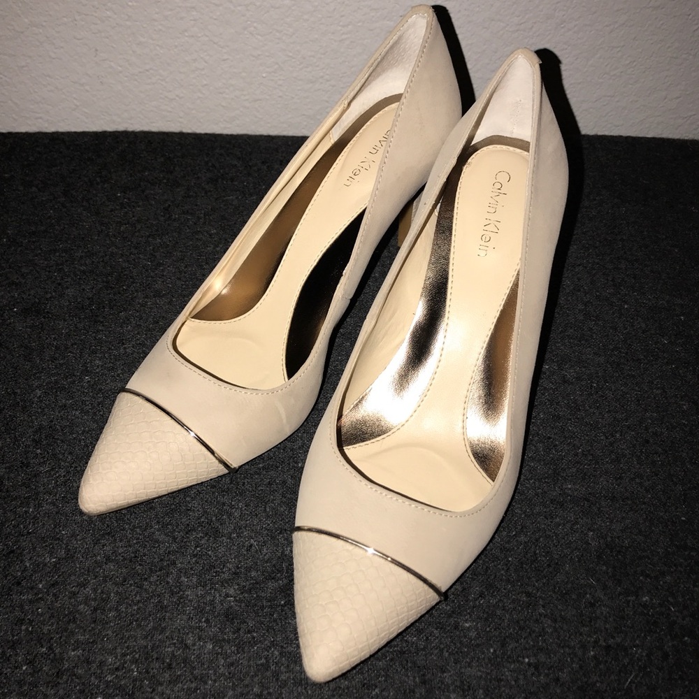 Calvin Klein Nude and Python accent pumps