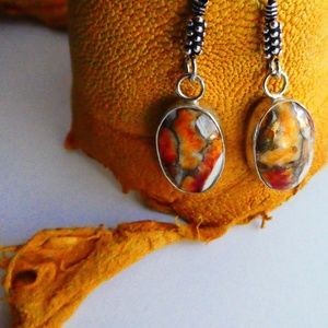 Crushed Spiney Oyster Sterling Silver Earrings