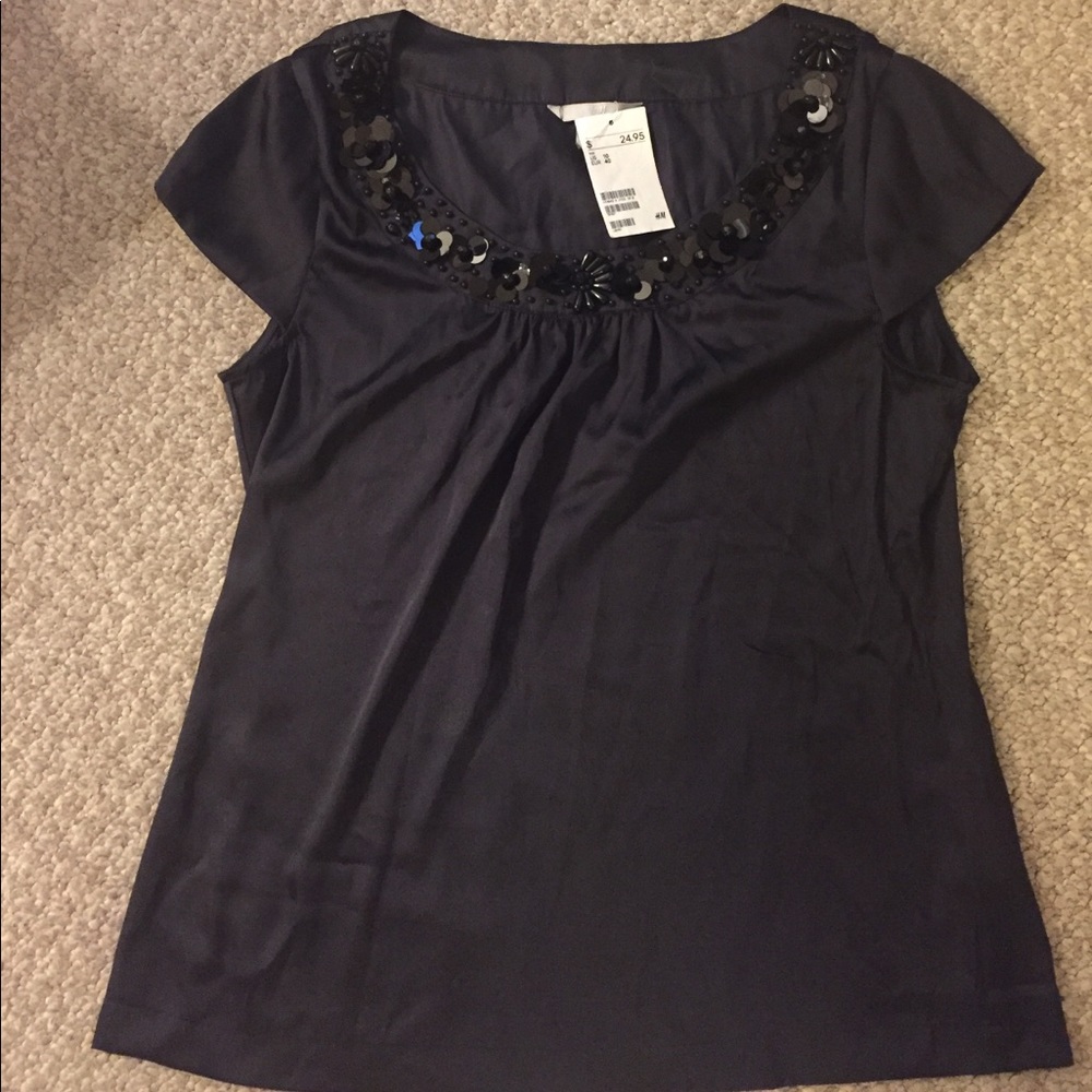 NWT black beaded H&M top