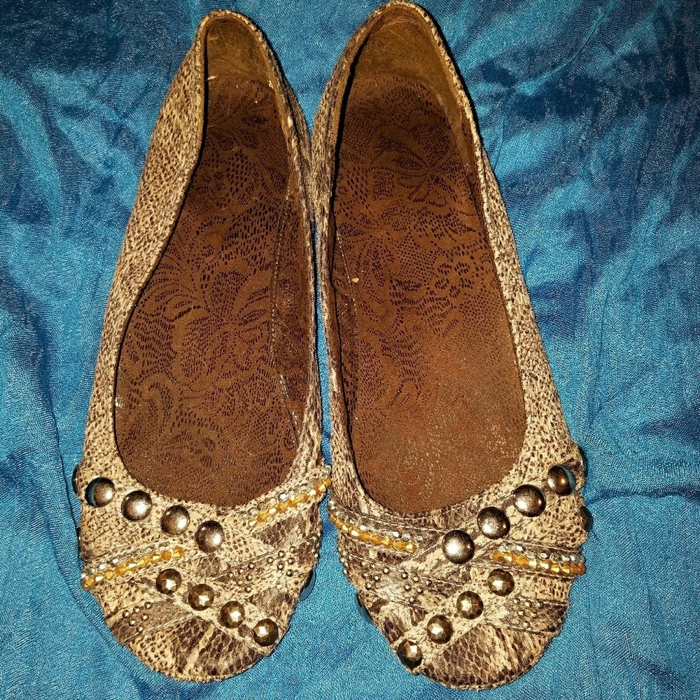 Faux snakeskin Flats