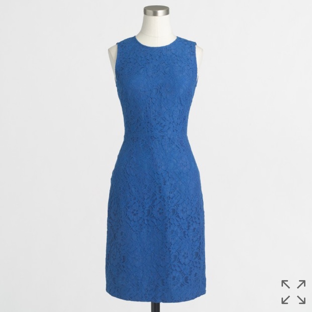 J. Crew Factory Blue Floral Lace Shift Dress