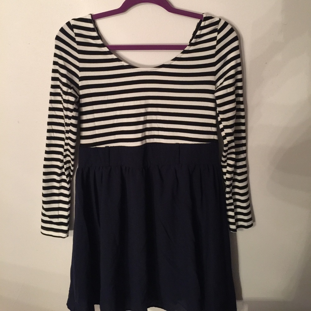 Black striped long sleeved dress