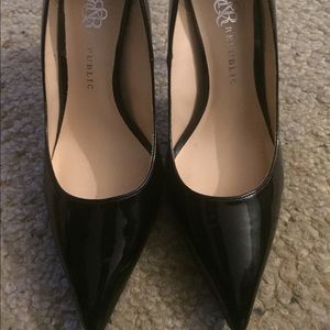 Black patent leather heels