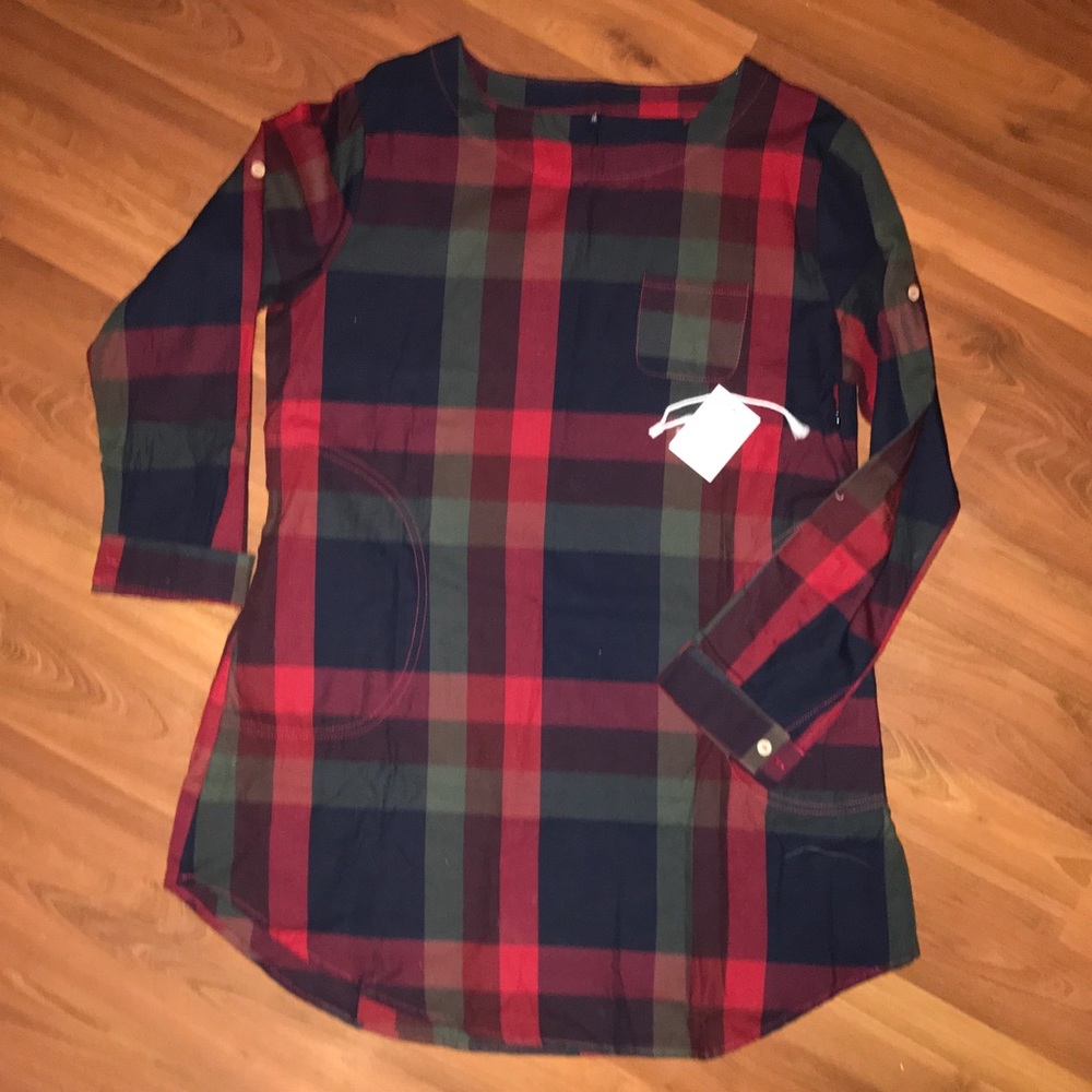 Plaid Tunic Dress / Long Top PLAID! XL w Pockets!