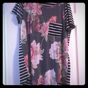 Floral & Striped Boutique Shirt