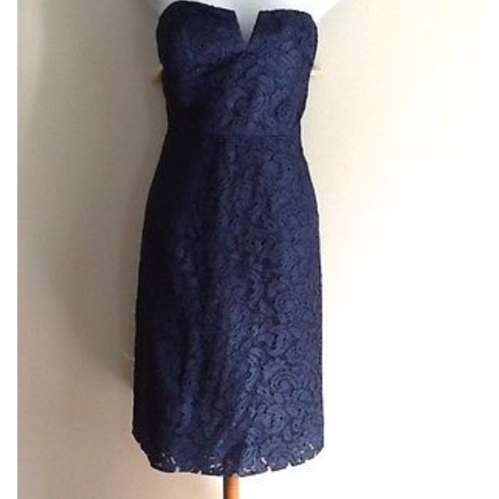 J.Crew Navy Cathleen dress in Leavers lace