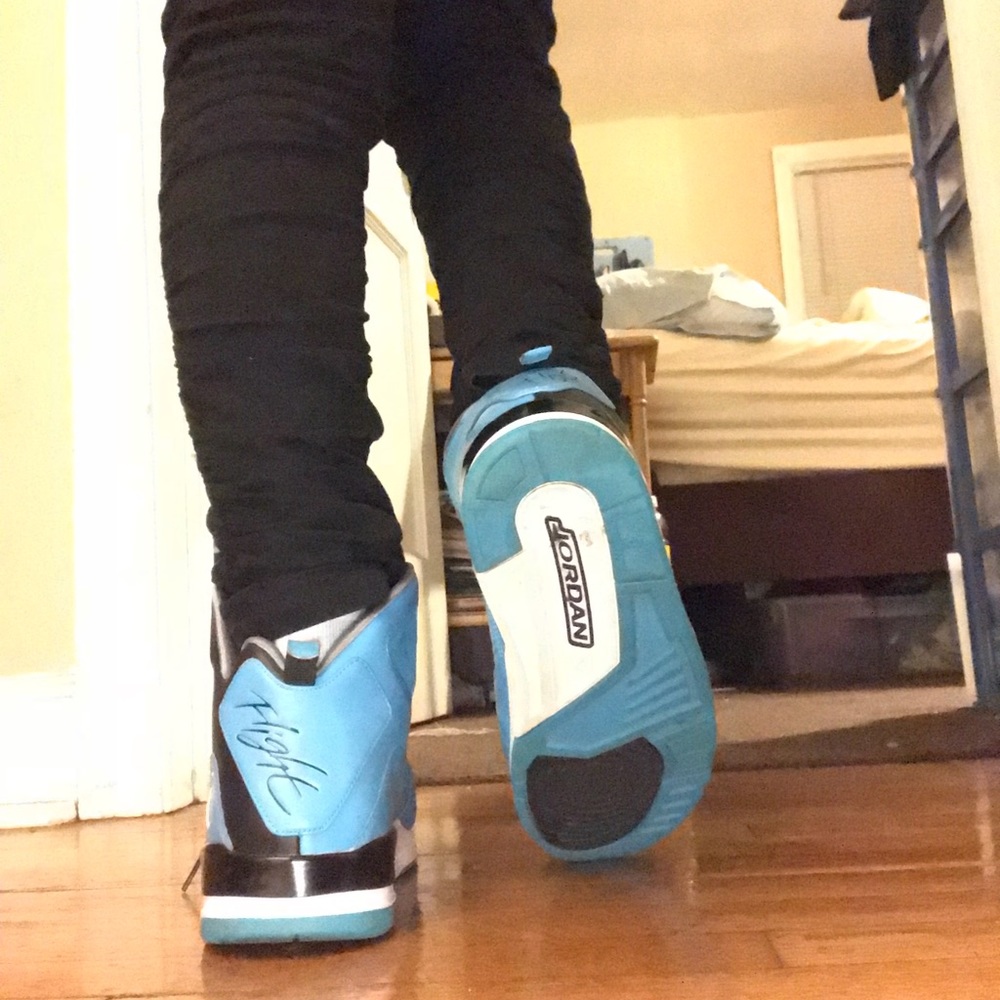 Blue and white Jordan flights