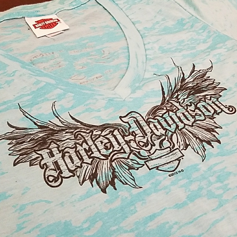 Harley-Davidson Vneck Burn Out Tee LG
