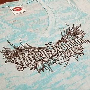 Harley-Davidson Vneck Burn Out Tee LG