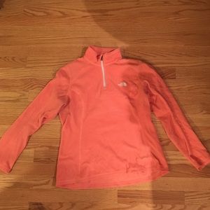 Orange/ Coral North Face Quarter Zip Fleece
