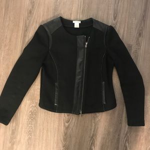 Club Monaco cropped jacket w/ leather detail