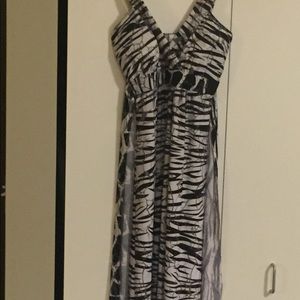 Black - animal print maxi dress