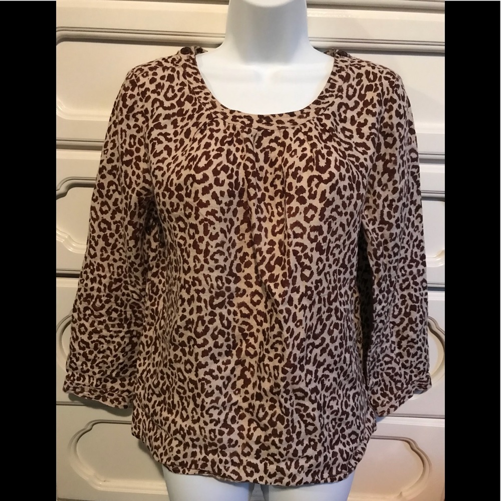 J. Crew Tessa Top Cheetah Print Linen Tunic