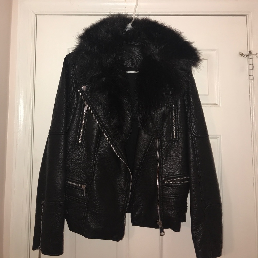 Faux leather motorcycle jacket