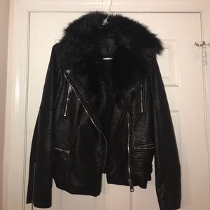 Faux leather motorcycle jacket