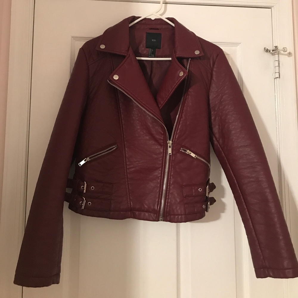 Faux leather motorcycle jacket
