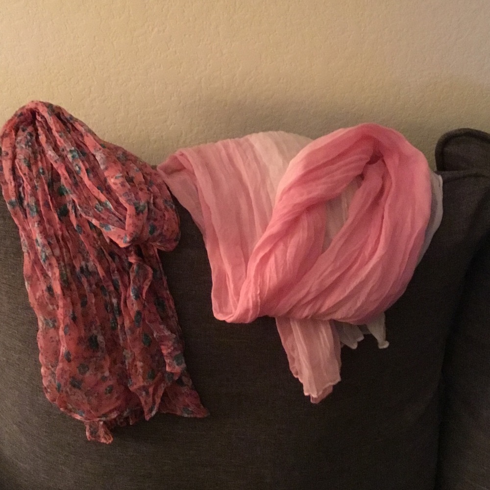 2 multi colored scarfs