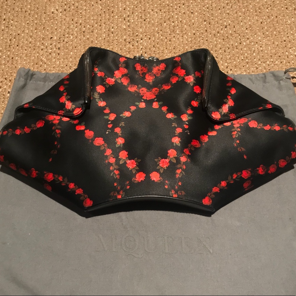 Alexander McQueen ‘de Manta’ Rose Satin Clutch