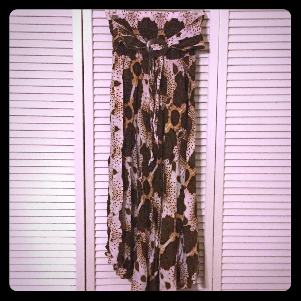 Multi colored elastic waisted maxi skirt