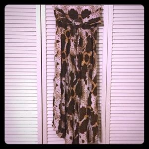 Multi colored elastic waisted maxi skirt