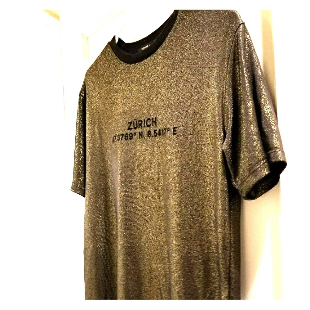 Zurich H&M oil slick sparkle glitter gold tee