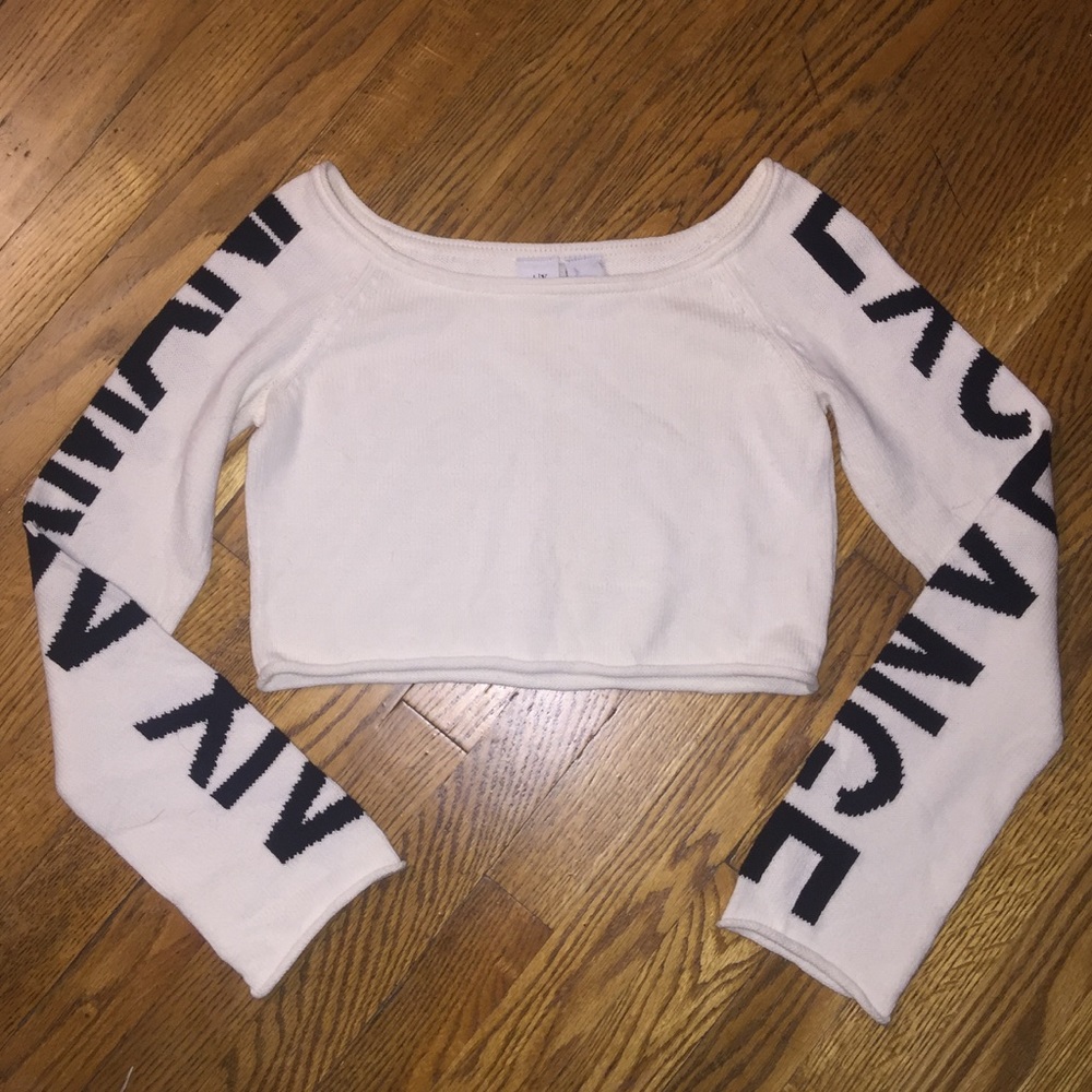 Armani Exchange Black and White Cropped Sweater