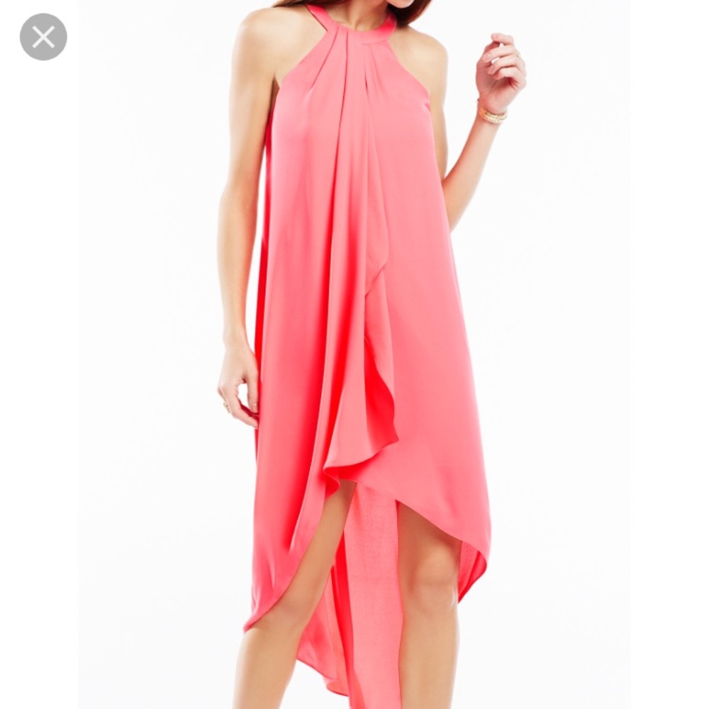 Bcbgmaxazria coral Lanna high low dress
