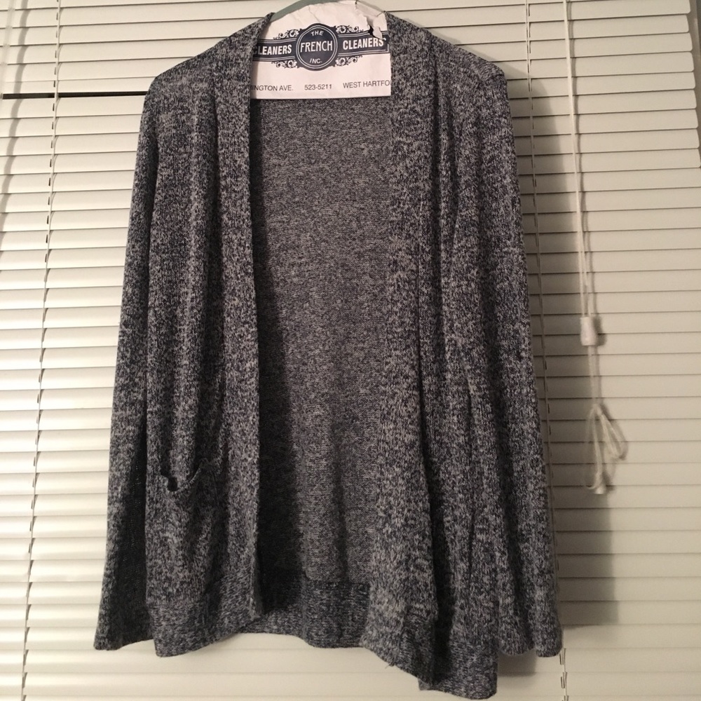 Navy heathered cardigan, size small