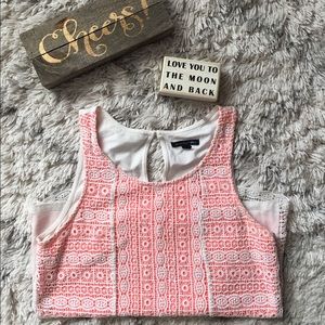 Salmon and white sleeveless top