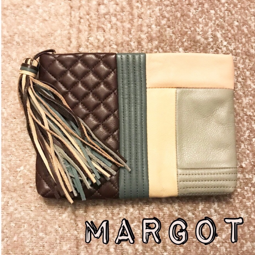 Margot leather clutch with tassel detail