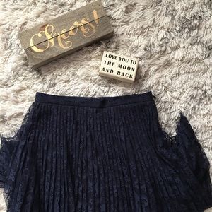 Navy blue tea length skirt