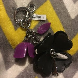 FLORAL RESIN AND COATED CANVAS TEA ROSE BAG CHARM