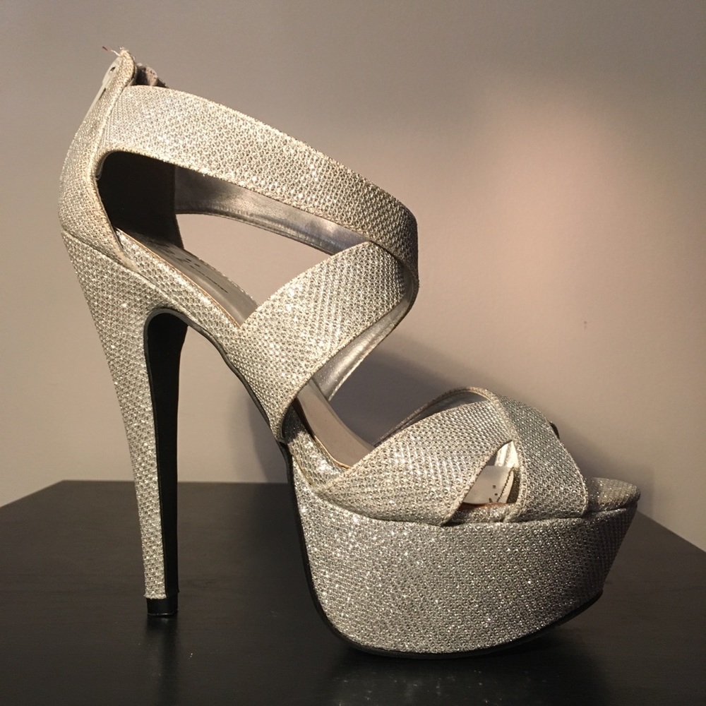 FINAL SALE Silver Glitter Heels