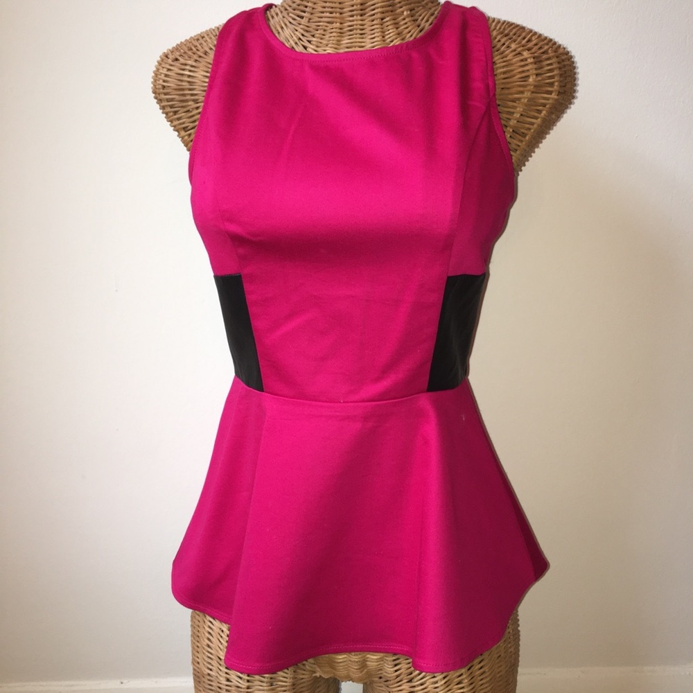 Patterson J. Kincaid leather panel pink top