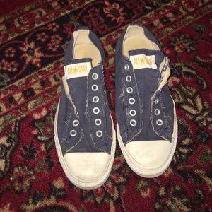 Blue laceless Converse