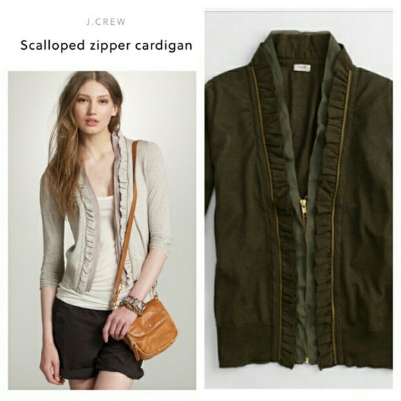 J. Crew New With Tags Scalloped​ Zipper Cardigan - Picture 1 of 3