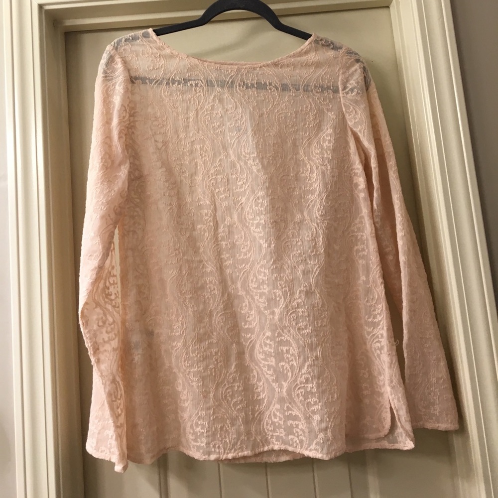 LOFT light pink sheer long sleeve with detail