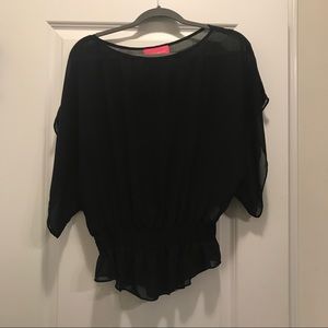 Sheer black kimono blouse