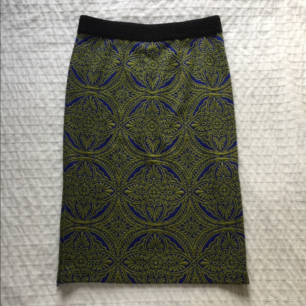 Anthropology green embellished pencil skirt