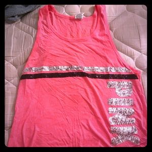 VS Pink Sequin Tank Top - lightly worn!