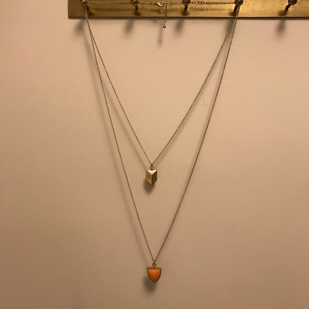 Orange and Gold Staggered Length Necklace
