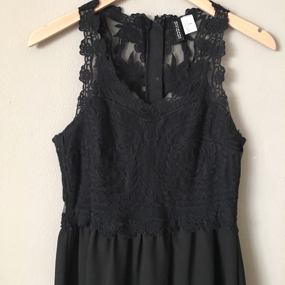 Black lace mini dress