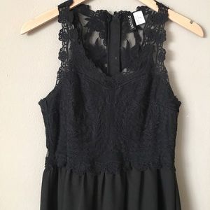 Black lace mini dress