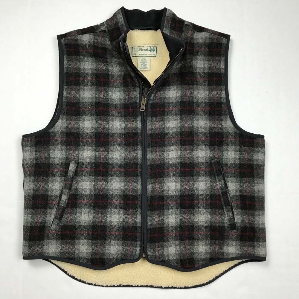Vintage 80s XL LL Bean Wool Blend Plaid Vest