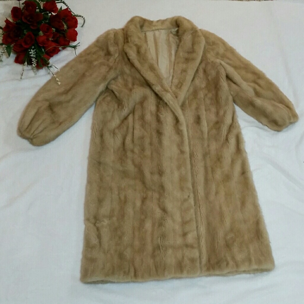 Vintage Palomino Color Mink Saga Fur Long Coat