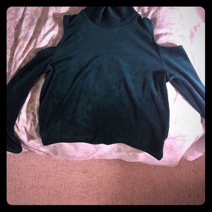 Zara crushed velvet shouldercutout turtle neck