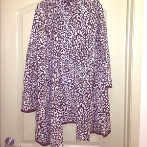 Plus Size Animal Print Cardigan with Shawl Collar